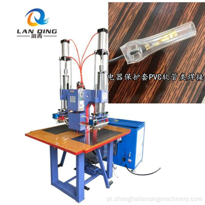 Máquina de alta frequência de pedal de capa de chuva de cabeça dupla